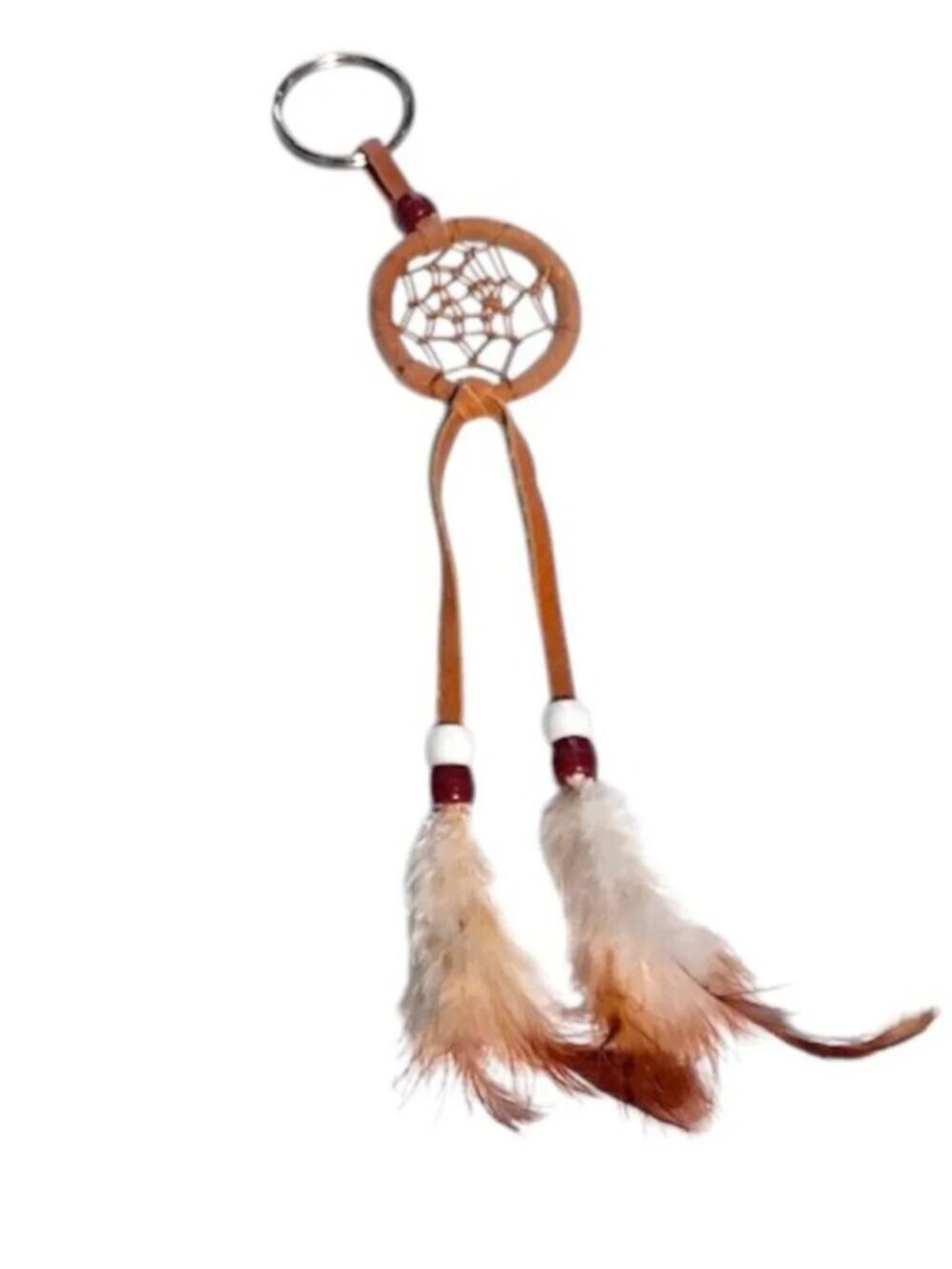 Woven Leather Dreamcatcher Keychain.